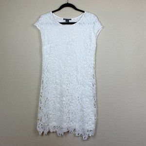 Chelsea & Theodore White Lined Lace Dress size 4